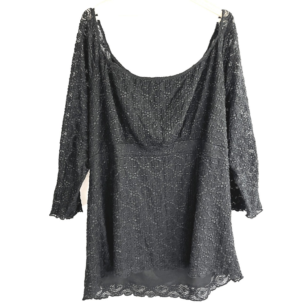 Avenue Stretch Lace Top Sz 26/28 Off Shoulder Babydoll Witchy Emo Vamp Goth - Picture 1 of 7